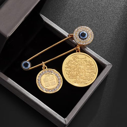 Fashionable Arabian Lucky Eye Blue Turkish Evil Eye Brooch with Fatima Hands Muslim Gift Islamic Jewelry Amulet