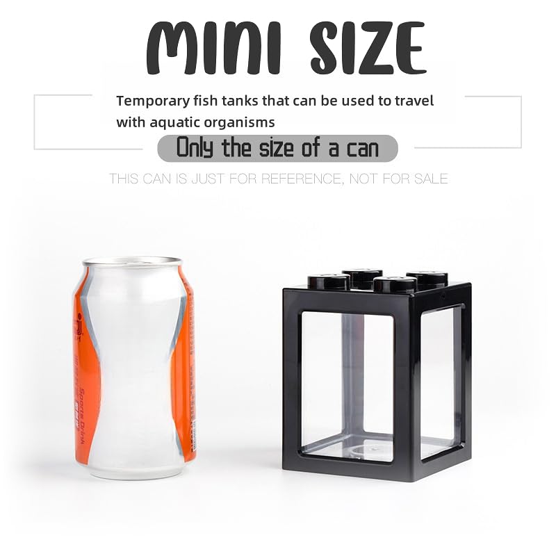 Mini Sea Monkey Tank, Small Shrimp Tank Stackable Mini Aquariums for Fairy Shrimp Eggs Moss Balls, 0.25 Gallon Temporary Betta Fish Tank Ant Feeding Case Mini Reptile Tank - color: Black