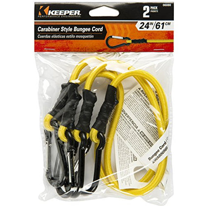 Keeper - 24” Carabiner Bungee Cord, 2 Pack - UV and Weather-Resistant - size: 24"