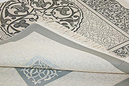 ihvan online Muslim Prayer Rug and Prayer Beads with Elegant Design Cylinder Gift Box, Janamaz, Soft Sajadah, Islamic Gifts Set, Portable Prayers Carpet Mat, Taffeta Fabric, Black - color: Black/Mod3