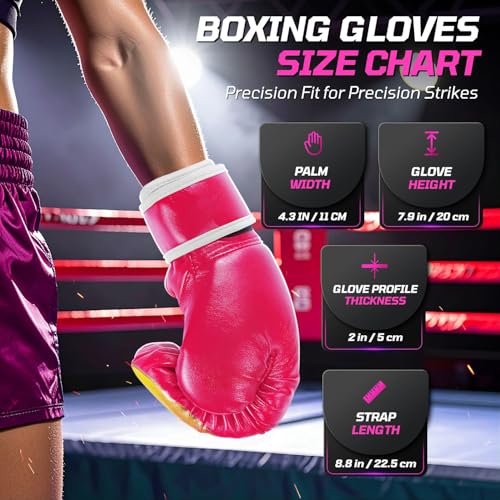 Flexzion Boxing Gloves for Kids 4oz – Training Punching Bag Mitts, Kid Boxing Gloves with Faux Leather & Wrap-Around Wrist Protection for Boys & Girls Ages 3-8 Years - color: Pink Blaze