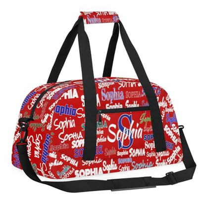 Custom Sports Duffel Bag Boys Personalized Kids Gym Bag, Red | Customized Travel Duffle Bag with Name Ranked - color: Color 1