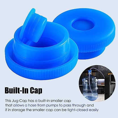 5 Gallon Water Jug Cap Reusable, Non-Spilling 55mm Water Bottle Dispenser Caps, Silicone 5 Gal Jug Replacement Caps Lids Anti Splash (Ocean Blue, 3 Pack) - color: Ocean Blue, size: 3 Pack