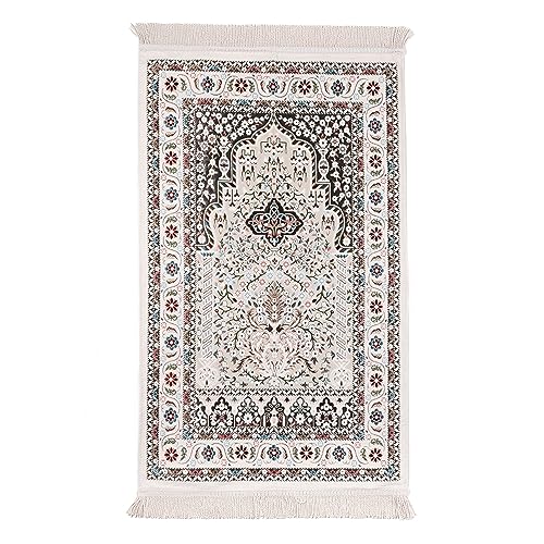 Muslim Prayer Mat, Portable Prayer Mat, Janamaz Prayer Rug, Thick Prayer Mats Muslim, Islam Prayer Rug, Sajadah for Prayer, Eid Gifts, Ramadan Box (White) - color: White
