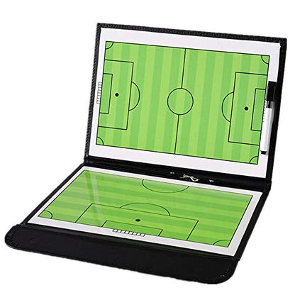 Foldable Leather Football Soccer Magnetic Tactic Marker Coaching Clipboard with Zipper and Marker Pen - Coaching Strategy Guiding Board Kit Equipment Portable Coach Tool - style: Soccer