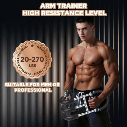Twister Arm Trainer with Grip Strength Trainer, 20-270lbs Adjustable & 20-160lbs Foldable Options, Chest Workout Equipment, Arm Trainer for Men Women, Home Gym Strength Trainer,Chest and Arm Exerciser - color: Blue, 20-270lbs Adjustable