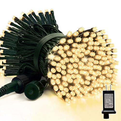 LAMPHOME 66ft Christmas Decorative Mini Lights,200 LED Green Wire Fairy Starry String Lights Plug in, 16Lighting Modes, for Indoor Outdoor Xmas Tree Wedding Party Decoration (Warm White) - color: Warm White, size: 200LED