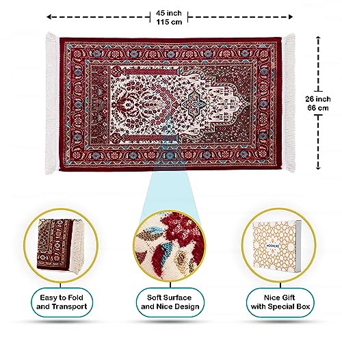 Praying Mats Muslim, Travel Prayer Mat Muslim, Prayer Mat for Women, Muslim Gifts for Men, Muslim Prayer Rug Soft, Umrah Mubarak Gift, Gift for Eid (Red) - color: Red