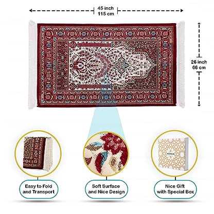 Praying Mats Muslim, Travel Prayer Mat Muslim, Prayer Mat for Women, Muslim Gifts for Men, Muslim Prayer Rug Soft, Umrah Mubarak Gift, Gift for Eid (Red) - color: Red