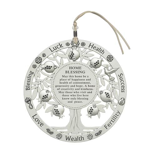Metal Tree English Home Blessings 5.1"- Good Luck Tree Blessing Wall Hanging Decor, Evil Eye Protection Amulet - color: Set 16