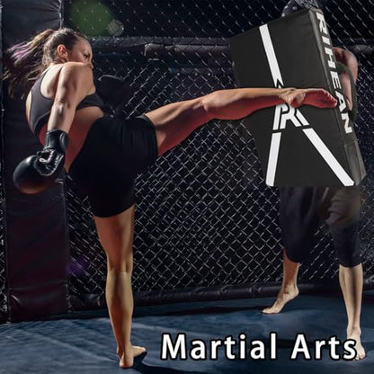 Large Kick Shield - 24" Muay Thai Kickboxing Pad with 5 Padded Handles, Dense Foam for MMA, Boxing, Martial Arts, Karate, Taekwondo Training (1 Unit) Blue