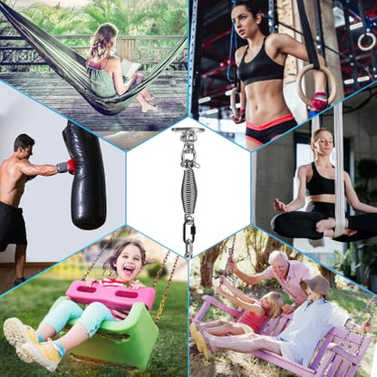 SELEWARE Hammock Chair Hanging Kit, Stainless Steel Bearing Swing Hanger with Heavy Duty Spring and Chain, Ceiling Mount for Hanging Indoor Outdoor Swing, Hammock Chair, Heavy Punching Bags - color: Bearing Swing Hanger With Chain & Conical Spring