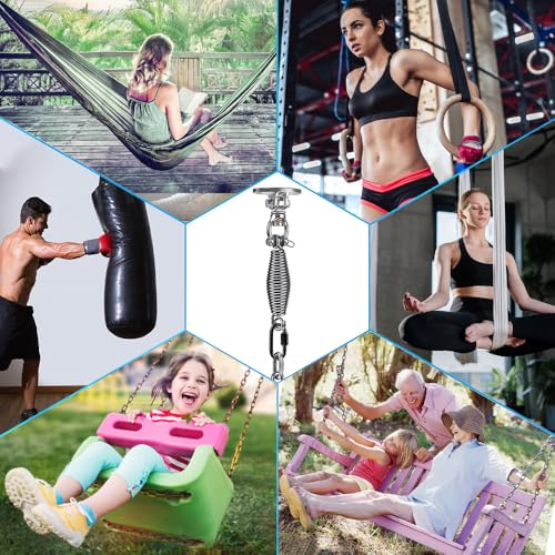 SELEWARE Hammock Chair Hanging Kit, Bearing Swing Hanger w/Spring & Chain | Stainless Steel 360° Swivel Swing Hooks, Ceiling Mount for Hanging Indoor Outdoor Swing Hammock Chair Yoga Silk Punching Bag - color: Bearing Swing Hanger With Chain & Conical Spr
