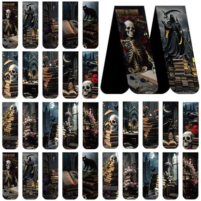 Dark Academia Magnetic Bookmarks, 30 Pcs Gothic Magnet Bookmark Clips, Witchy Novelty Book Mark for Reading Women Men, Dark Romance Merch Gifts Office School Supplies - style: Dark Academia 03