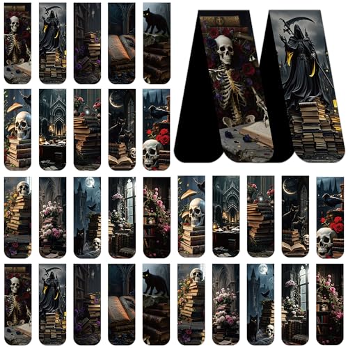 Dark Academia Magnetic Bookmarks, 30 Pcs Gothic Magnet Bookmark Clips, Witchy Novelty Book Mark for Reading Women Men, Dark Romance Merch Gifts Office School Supplies - style: Dark Academia 03