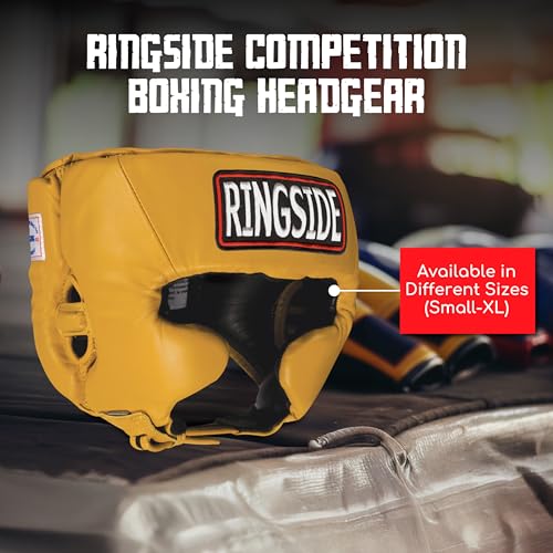 Ringside Competition Boxing Muay Thai MMA Sparring Head Protection Headgear with Cheeks - color: Gold, size: X-Large