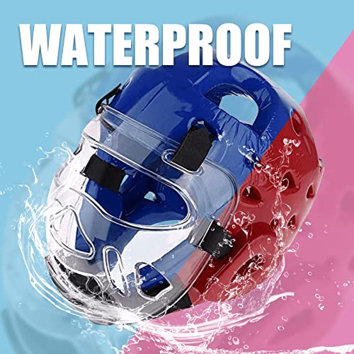 Kids & Adults Taekwondo Karate Headgear MMA Martial Arts Helmet, with Removable Face Shield, Soft Head Gear for Martial Art Grappling Muay Thai Kickboxing Taekwondo - color: Blue, size: Small