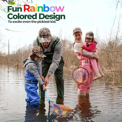 Kids Fishing Net - Extendable Telescopic Landing Net for Boy Girl Children Catching Small Fish Crab Shrimp Minnow Dragonfly Beach Pier Lake River Ocean - color: Style2 2 Pack (Green + Green)