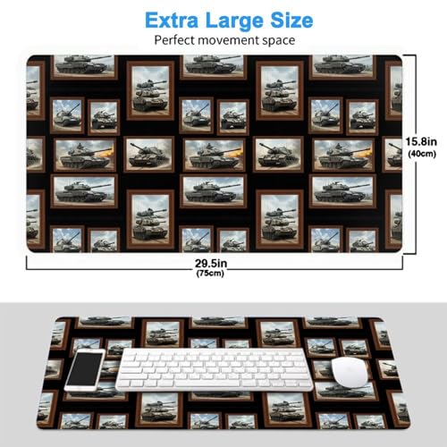 Extended Full Desk Mousepad Tank Military, Waterproof Stitched Edge Gaming Mat for Laptop Desktop - color: Pattern (161), size: 29.5L x 15.8W inches