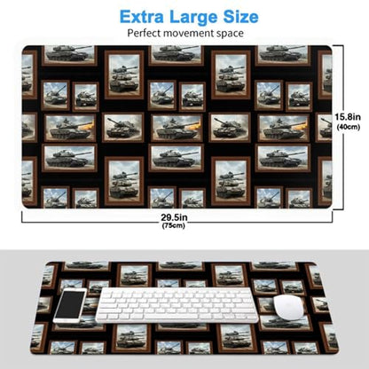 Extended Full Desk Mousepad Tank Military, Waterproof Stitched Edge Gaming Mat for Laptop Desktop - color: Pattern (161), size: 29.5L x 15.8W inches