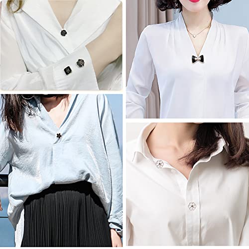 20 Set Black Women Shirt Brooch Buttons White No Sew Button Pins Safety Mini Brooch Pins Cover up Button(Black and White Buttons) - color: Black and white buttons