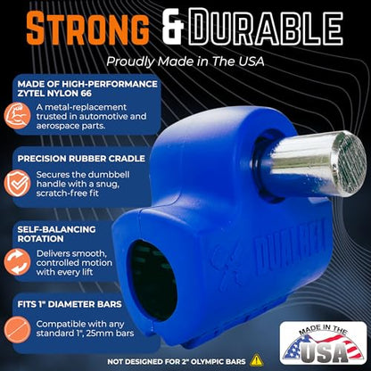 Dumbbell Converter- for 1" bars Superset Dumbbell to Barbell Adapters- hold up to 500lbs- Converts dumbbells for use on 1" diameter barbell - color: Blue (for standard 1" bar)
