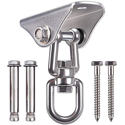 SELEWARE Heavy Duty Swing Hanging Kit: 1000LB Capacity Stainless Steel Swing Chains + Ceiling Mount with Swivel Hook for Hammocks, Punching Bags, Yoga Swings & Playground Sets