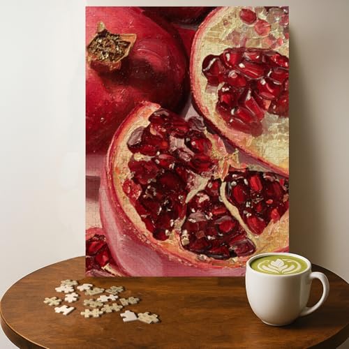 Pomegranate Berries Food Jigsaw Puzzle - 500 Pieces Wooden Puzzle for Adults, Wall Art Gift, Finished Size: 20 x 15 Inch - color: Pomegranate Berries - 500 Pieces