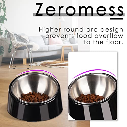 SuperDesign Mess Free 15° Slanted Bowl for Dogs and Cats, Tilted Angle Bulldog Bowl Dog Feeder, Non-Skid & Non-Spill, Easier to Reach Food L/2 Cup Dark Black - color: Dark Black, size: L/2 Cup