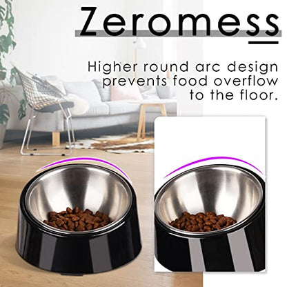 SuperDesign Mess Free 15° Slanted Bowl for Dogs and Cats, Tilted Angle Bulldog Bowl Dog Feeder, Non-Skid & Non-Spill, Easier to Reach Food L/2 Cup Dark Black - color: Dark Black, size: L/2 Cup