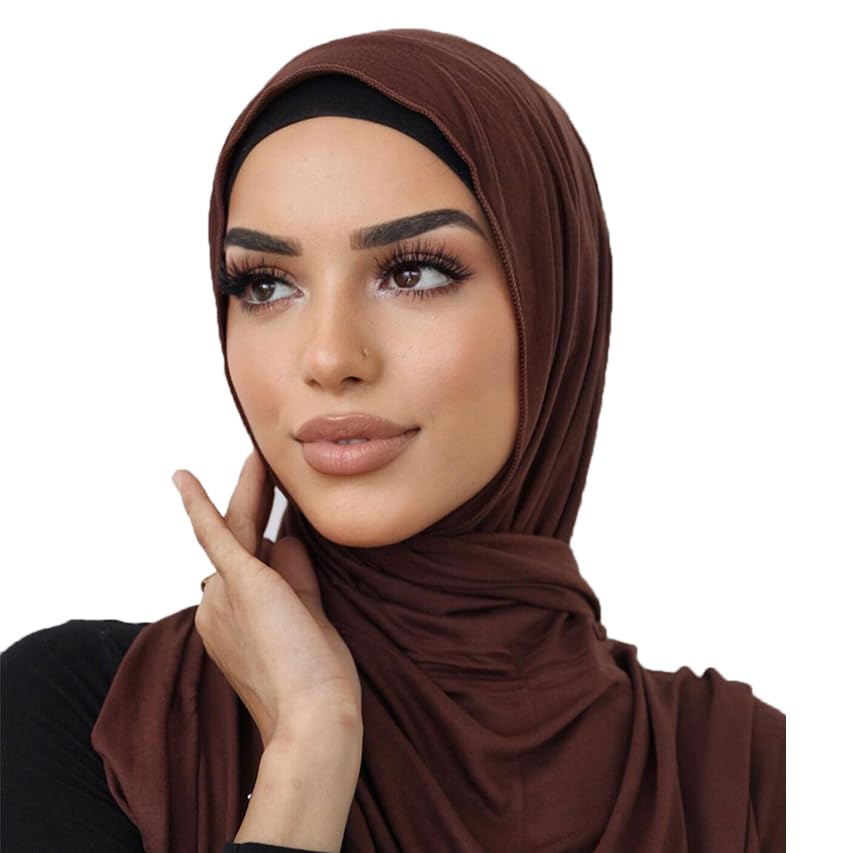 Soft Stretch Head Wrap Scarfs Long Turban Head Wrap Tie for Women - color: Coffee