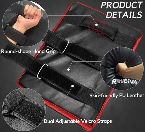 Martial Arts Kicking Shields - Kick Pad for Muay Thai, Taekwondo, Football, Basketball, Hockey Training - Denser Foam, Long Lasting PU Leather Kick Shield - style: 16x12in Red