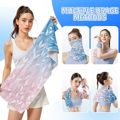 Cooling Sports Towel 39"X11.8" Cold Feeling Towel for Gym Fitness Running Yoga Microfiber Soft Quick Drying Breathable Lightweight Camping Towel Summer Hiking Climbing Workout Essentials(Blue&Pink) - color: Blue&pink