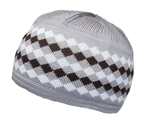 Set 2 PCS Muslim Beanies Kufi Hat for Men AMN-225B Skull Cap Islam Taqiyah Takke Eid Ramadan Gift - color: Color B