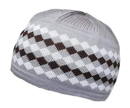 Set 2 PCS Muslim Beanies Kufi Hat for Men AMN-225B Skull Cap Islam Taqiyah Takke Eid Ramadan Gift - color: Color B