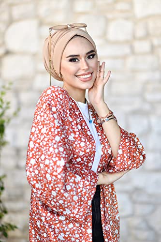 para life Dubai Turbans for Women, Breathable Instant Turban|Std Size Stretchable Cotton|Hijab Cap&Undercap - color: Caramel