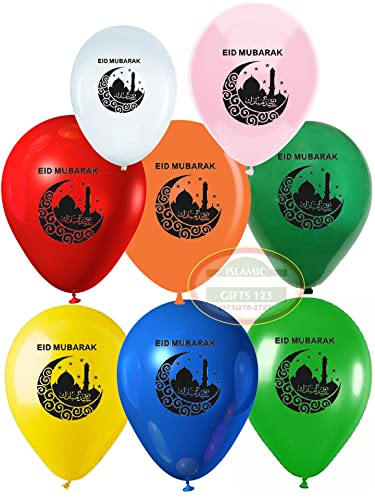 100 Pieces Eid Mubarak Balloons Eid Mubarak Party Decoration Happy Eid al-Fitr Latex Balloons Set for Home Event Indoor Outdoor Ramadan Gift Islamic Gifts 123 (Eid) - color: Eid