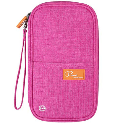 VanFn RFID Travel Passport Wallet, Family Passport Holder, Trip Document Organizer P.Travel Series (Rose Red) - color: Rose Red