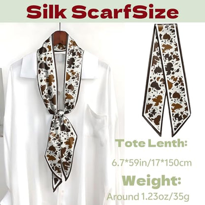 Head Hair Scarf Neck Silk Feeling Scarves Long Thin Satin Fashion Handbag Cute Decoration Women Girls 59 * 6.7'' - color: O-1-cowhide