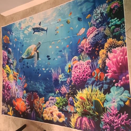 Under The Sea Photography Backdrop 7x5FT Ocean Underwater World Background Aquarium Coral Baby Shower Birthday Party Banner Decorations Photo Props