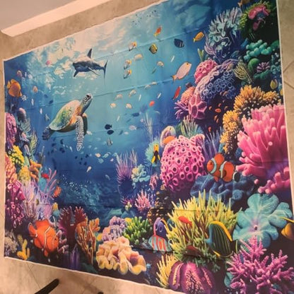Under The Sea Photography Backdrop 7x5FT Ocean Underwater World Background Aquarium Coral Baby Shower Birthday Party Banner Decorations Photo Props