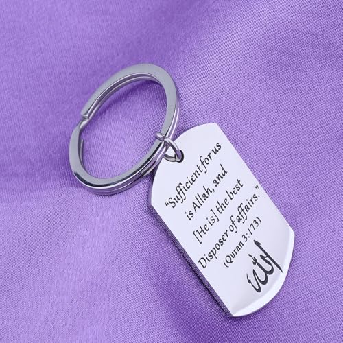 LQRI Islamic Quran Verse Keychain Sufficient for Us Is Allah The Disposer of Affairs Quran 3:173 Muslim Religious Gift