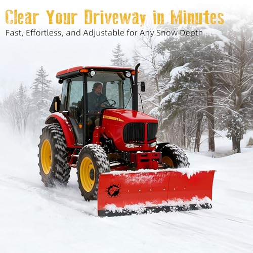 ATV/UTV Front Mount Land Leveler, 48"-60" Adjustable Steel Driveway Grader for Gravel&Dirt, Heavy Duty Yard Leveling Tool, Snow Plow Kit Compatible, 5-Position Angle, Winch Required (Sold Separately) - color: RED