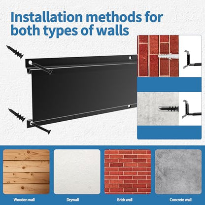 Garage Tool Organizer Wall Mount, 48" Heavy Duty Wall Tool Organizer Rack with 6 Hooks, Garage Storage Tools Hanger for Shovel, Rake, Folding Chair, Garden Tools, Lawn, Yard, Shed