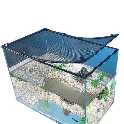 Magnetic Fish Tank Cover Net Aquarium Lid Mesh Top Hood Cut to Any Size Ventilation Transparency Anti-Jumping Aquarium Cover (39"X19") - color: Grey