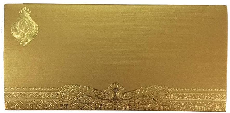 Shagun Envelopes Money Cash Gift 3 Fold Gold Design Envelope (10 piece) for Indian Wedding / Diwali / Birthday / Anniversary