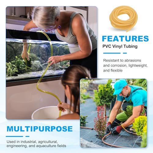 PATIKIL Rubber Tubing, 10mmx14mmx5m Tubing Tube with Hose Clamps, Soft Hose Line Pipe for Multipurpose Industrial Aquarium, Yellow - size: 10mmx14mmx5m