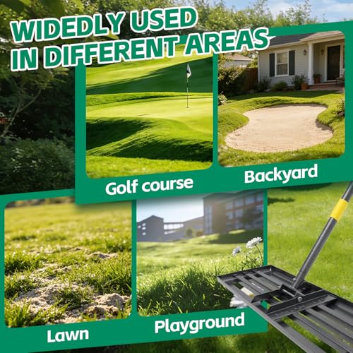 Lawn Leveling Rake 30”x10” Large Heavy Duty Metal Lawn Leveler with 5FT Long Adjustable Handle Proffesional Yard Leveling Rake for Soil Dirt Sand Compost Efficient Lawn Leveling Tool - style: 5FT