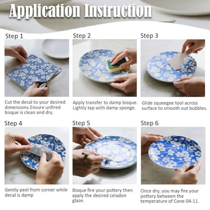 SUPERDANT 5PCS Owl Mushroom Underglaze Paper Transfer Dreamcatcher Flowers Transfer Paper for Clay Ceramic Porcelain Under Glaze Transfers for Pottery Blue Underglaze Decal Papers Handcrafted Gifts - style: Mixed Styles (Owl)