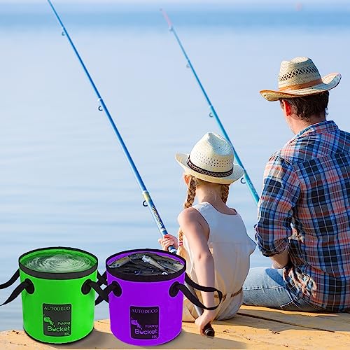 Collapsible Bucket 5 Gallon Container Folding Water Bucket Portable Wash Basin 20L - color: Dark Green